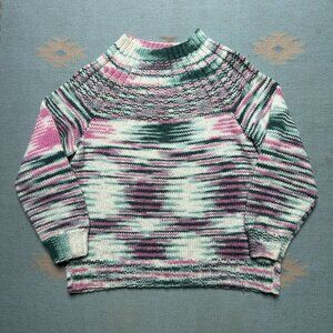 Vintage acrylic crochet knit sweater handmade? multicolor pullover women’s L